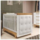 Ver imagem 1 de Berço Minicama com Capitonê 100% MDF Retrô Kakau Espresso Móveis Branco/Brilho/Amêndoa