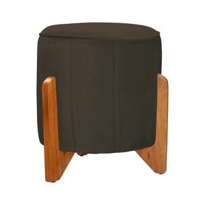 Puff Jade Pés de Madeira Suede: Marrom