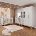 Ver imagem 1 de Quarto de Bebê com Berço Guarda-Roupa e Cômoda com Janelas 100% MDF Retrô Kakau Espresso Móveis