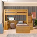 Ver imagem 3 de Beliche Multifuncional Solteiro Adulto com Escrivaninha Star Office Casatema MadeiraOriginals Marrom