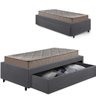 Base Box Cama Solteiro Sapateira Suede Cinza e Colchão Supreme D33 Gazin 88x188 - 1