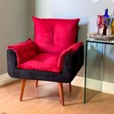 Ver imagem 1 de Poltrona Opala Composê Vermelho/ Preto Cadeira Decorativa Recepção - Bela Móveis