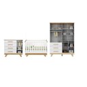 Ver imagem 4 de Quarto de Bebê Berço Capitonê Guarda-Roupa e Cômoda com Janelas 100% MDF Retrô Kakau Espresso Móveis Branco/Brilho/Amêndoa