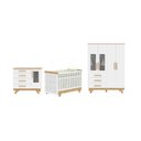 Ver imagem 3 de Quarto de Bebê Berço Capitonê Guarda-Roupa e Cômoda com Janelas 100% MDF Retrô Kakau Espresso Móveis Branco/Brilho/Amêndoa