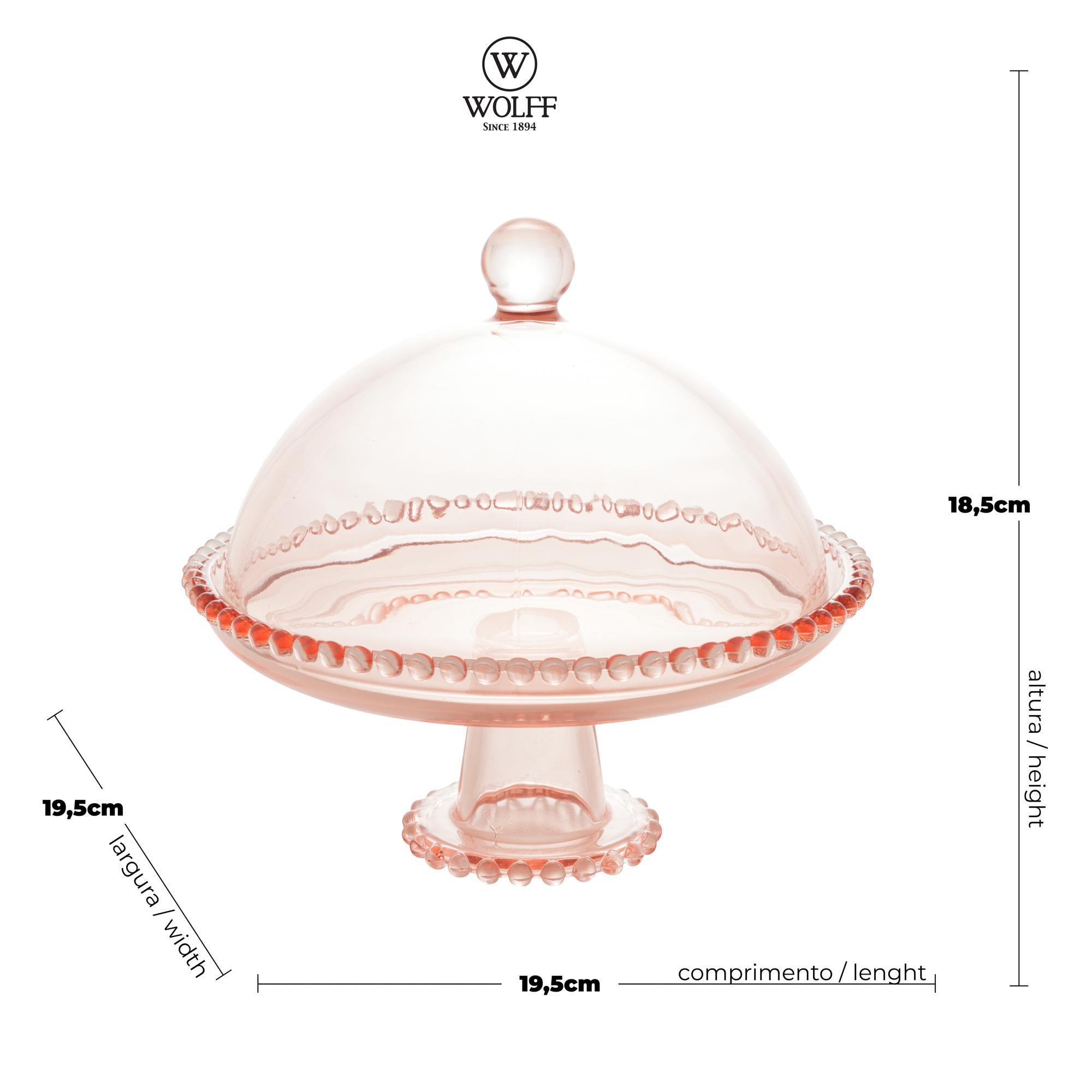 Prato Cristal com Pé e Tampa Pearl Rosa 20x18cm - Wolff - 5