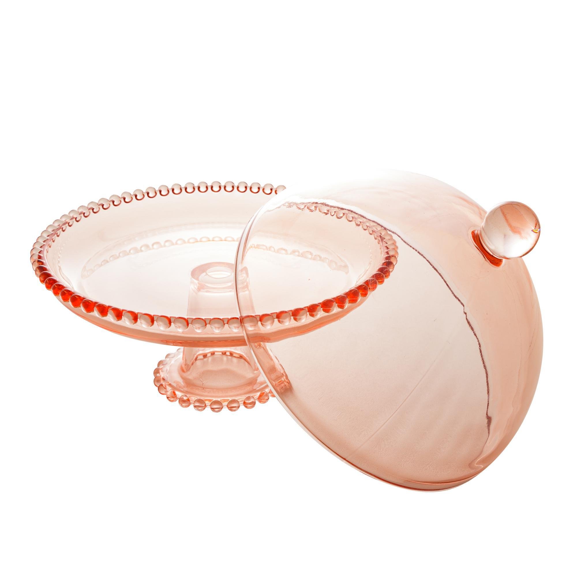 Prato Cristal com Pé e Tampa Pearl Rosa 20x18cm - Wolff - 3