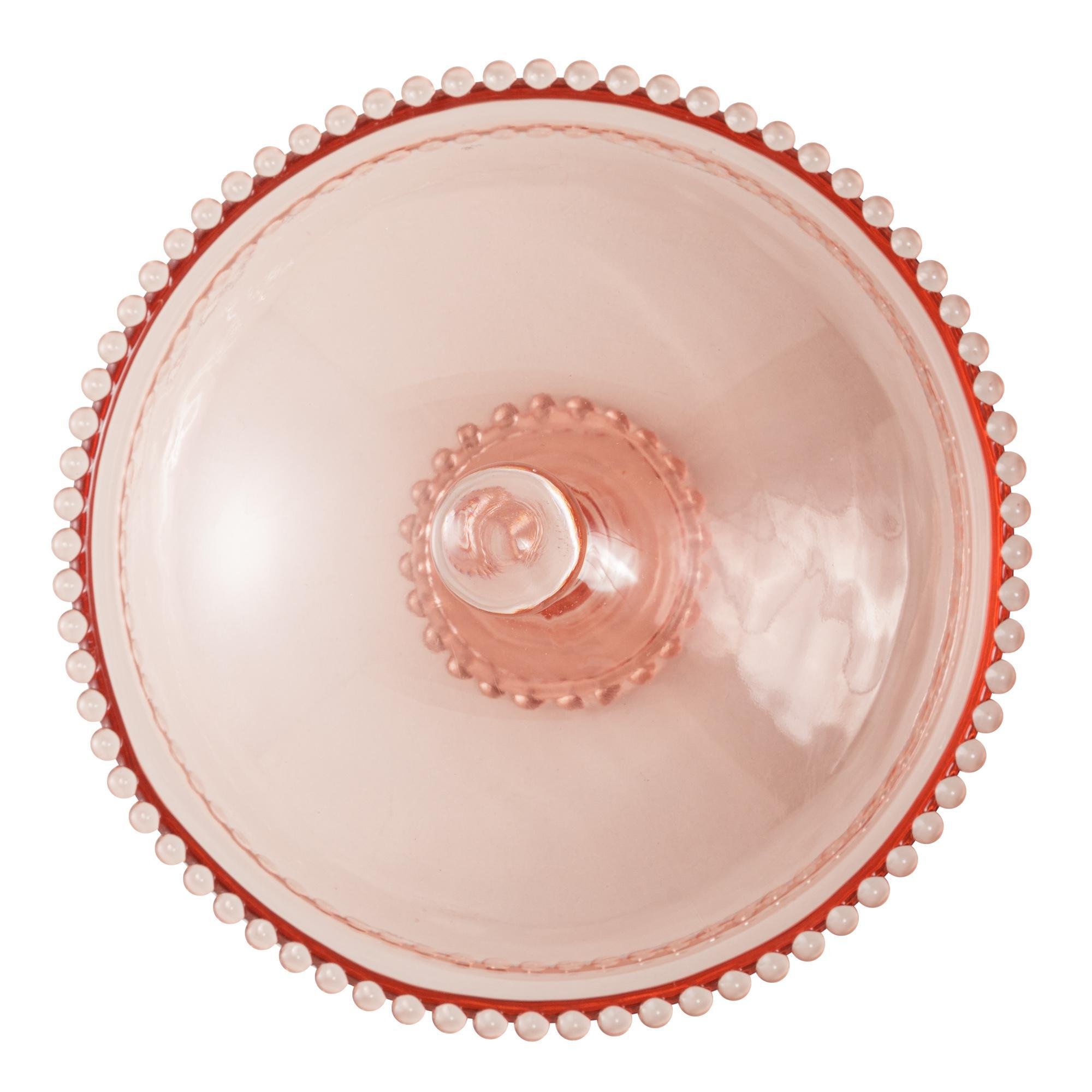 Prato Cristal com Pé e Tampa Pearl Rosa 20x18cm - Wolff - 4