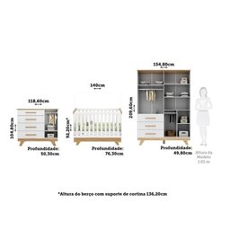 Quarto de Bebê Berço com Capitonê Guarda-roupa e Cômoda 100% Mdf Retrô Kakau Espresso Móveis - 5