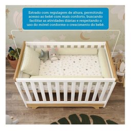 Quarto de Bebê Berço com Capitonê Guarda-roupa e Cômoda 100% Mdf Retrô Kakau Espresso Móveis - 9