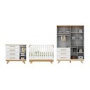 Ver imagem 4 de Quarto de Bebê Berço com Capitonê Guarda-Roupa e Cômoda 100% MDF Retrô Kakau Yescasa Branco/Brilho/Amêndoa