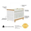 Ver imagem 6 de Quarto de Bebê Berço com Capitonê Guarda-Roupa e Cômoda 100% MDF Retrô Kakau Yescasa Branco/Brilho/Amêndoa