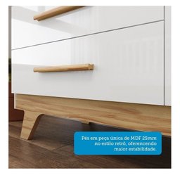 Quarto de Bebê Berço com Capitonê Guarda-roupa e Cômoda 100% Mdf Retrô Kakau Espresso Móveis - 12