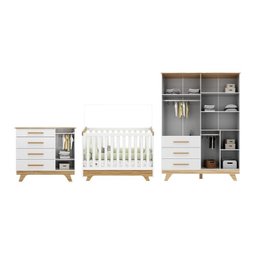 Quarto de Bebê Berço com Capitonê Guarda-roupa e Cômoda 100% Mdf Retrô Kakau Espresso Móveis - 4