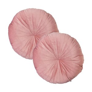 2 Almofadas Redondas Rendy em Veludo Várias Cores Cor:rose