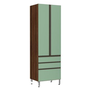 Paneleiro Torre 70Cm Jade Nogueira Dourado Com Verde Jade