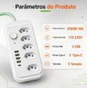 Ver imagem 2 de Extensão 5 Tomadas 4 USB 1 Tipo C Pd LED 2m 127/220V