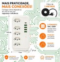 Ver imagem 3 de Extensão 5 Tomadas 4 USB 1 Tipo C Pd LED 2m 127/220V