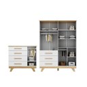 Ver imagem 4 de Quarto de Bebê com Berço e Guarda-Roupa com Janelas 100% MDF Retrô Kakau Espresso Móveis Branco/Brilho/Amêndoa