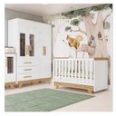 Ver imagem 1 de Quarto de Bebê com Berço e Guarda-Roupa com Janelas 100% MDF Retrô Kakau Espresso Móveis Branco/Brilho/Amêndoa
