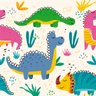 Papel de Parede Infantil - Dinossauros Coloridos Arte Destaque 1,50 Metros - 2