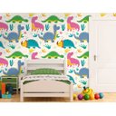 Ver imagem 1 de Papel de Parede Infantil - Dinossauros Coloridos Arte Destaque 1,50 Metros