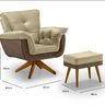 Poltrona Letícia com Base Giratória Madeira com Puff Tec 648/644 - 2