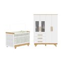 Ver imagem 3 de Quarto de Bebê Berço com Capitonê e Guarda-Roupa com Janelas 100% MDF Retrô Kakau Espresso Móveis Branco/Brilho/Amêndoa