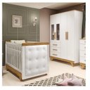 Ver imagem 1 de Quarto de Bebê Berço com Capitonê e Guarda-Roupa com Janelas 100% MDF Retrô Kakau Espresso Móveis Branco/Brilho/Amêndoa