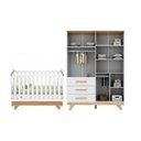 Ver imagem 4 de Quarto de Bebê Berço com Capitonê e Guarda-Roupa com Janelas 100% MDF Retrô Kakau Espresso Móveis Branco/Brilho/Amêndoa