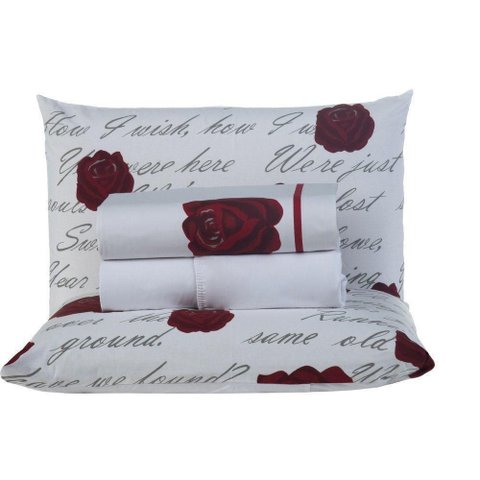 Jogo de Cama Craft Casal Queen 4 Peças Percal 200 Fios 100% Algodão - Estampa Roses
