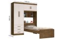 Ver imagem 3 de Roupeiro Can com Cama Baú Solteiro 1.57m 4 Portas e 3 Gavetas Amplo Espaço Interno Cor Jequitiba/off