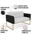 Ver imagem 6 de Sofá Namoradeira 2 Lugares Base Industrial Dourado Elisa Preto/linho Cinza A05 D03 - D'Rossi