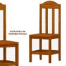 Mesa de Madeira Maciça com 4 Cadeiras - Marrom - 5