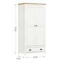 Ver imagem 4 de Guarda-Roupa Solteiro 2 Portas 1 Gaveta Topázio 100% Madeira Maciça Branco/Freijó