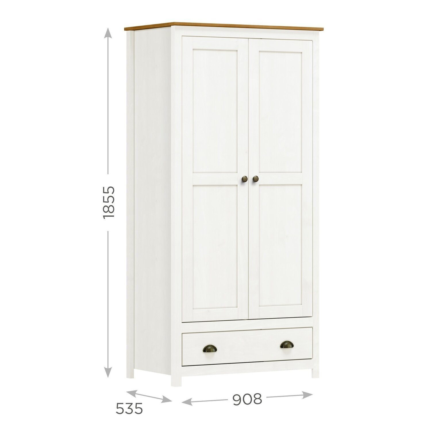 Guarda-Roupa Solteiro 2 Portas 1 Gaveta Topázio Madeira Maciça - 5