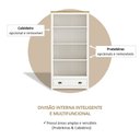 Ver imagem 7 de Guarda-Roupa Solteiro 2 Portas 1 Gaveta Topázio 100% Madeira Maciça Branco/Freijó