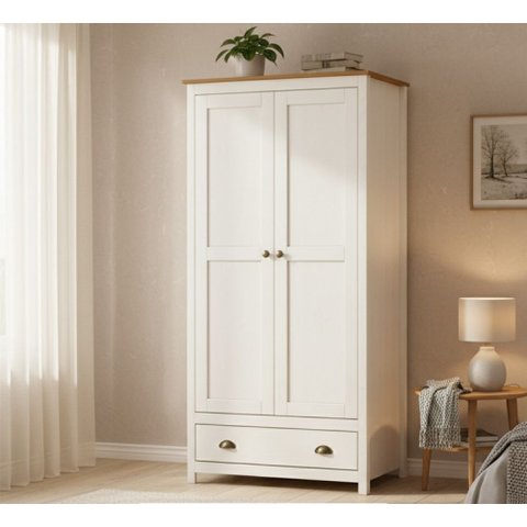 Guarda-Roupa Solteiro 2 Portas 1 Gaveta Topázio 100% Madeira Maciça