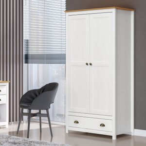 Guarda-Roupa Solteiro 2 Portas 1 Gaveta de Madeira Maciça Topázio 