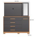 Ver imagem 4 de Guarda Roupa Solteiro Frizatto 02 Portas de Correr e Cômoda Ilhabela Freijo Titanium White - Móveis 