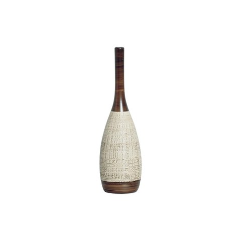 Decoração de Sala Vaso Decorativo de Mesa Tulipa Pequena Marrom e Palha Ganash