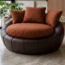Ver imagem 2 de Poltrona Decorativa Safira Base Giratoria Linho Color Trend e Courino Tca 303 Tcs 721 Moll