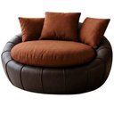 Ver imagem 1 de Poltrona Decorativa Safira Base Giratoria Linho Color Trend e Courino Tca 303 Tcs 721 Moll
