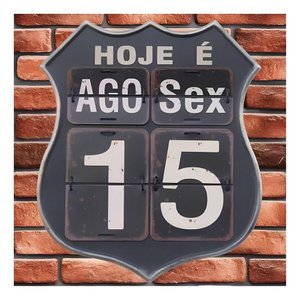 Calendário Decorativo Parede Vintage Retrô Flip 40cm Preto