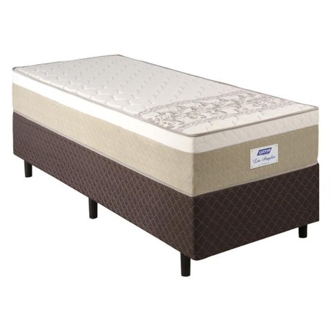 Cama Box Conjugado Solteiro com Colchão 88x62x188 Los Angeles Plus Gazin Cr35328 Areia-branco-