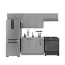 Ver imagem 2 de Cozinha Modulada 4 Peças 1 Balcão sem Tampo 3 Aéreos 100% MDF com Rodapé Bari Cinza/Titânio Fosco