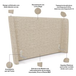 Cabeceira Cama Box Queen 160cm Nilo P05 Linho Bege Escuro - Lyam Decor - 3 Cabeceira Cama Box Queen 160cm Nilo P05 Linho Bege Escuro - Lyam Decor - 3