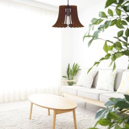 Luminária Teto tipo Pendente PANAMÁ MDF - Completa - Cor: Marrom - 2 Luminária Teto tipo Pendente PANAMÁ MDF - Completa - Cor: Marrom - 2