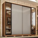 Ver imagem 2 de Guarda Roupa Casal Laredo 4 Portas Flex Amêndola Touch/nude Prime Tx com Vidro Reflecta e Pés -