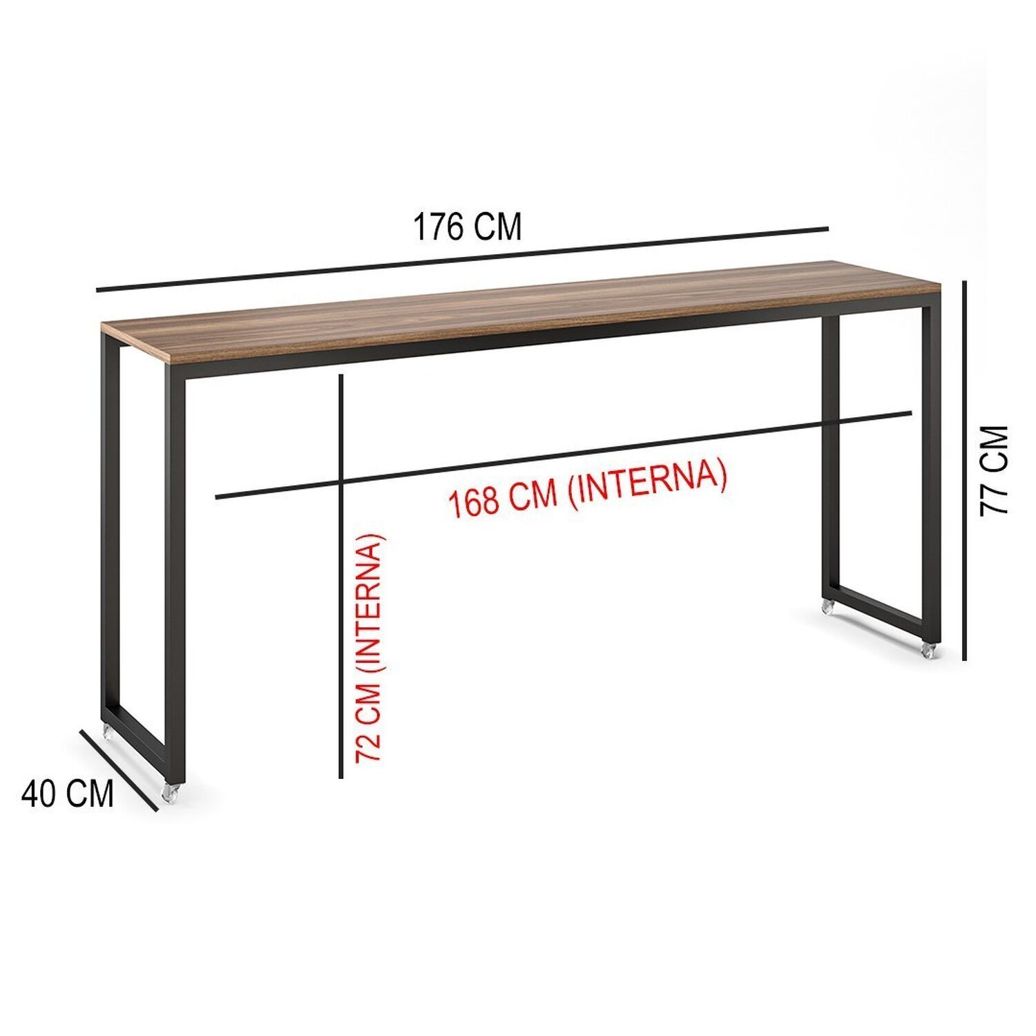 Mesa Industrial com Rodinhas Hub com 176cm - 3