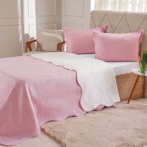 Kit Cobre Leito Casal Ultra Lisse Lisa New 210x230cm Silver Pink